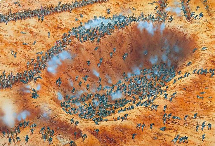 An ariel rendition of how the fighting in the Crater may have appeared. 