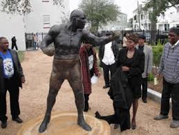 The Jack Johnson Statue inside the park.