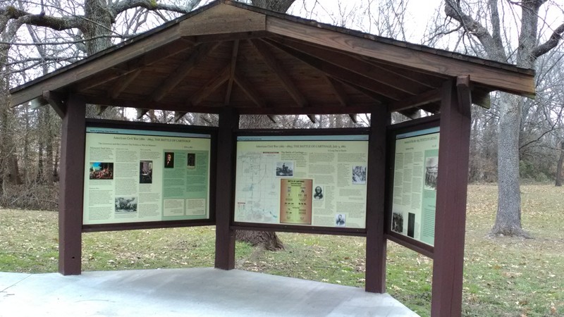 Exhibit kiosk at Battle of Carthage State Historic Site.