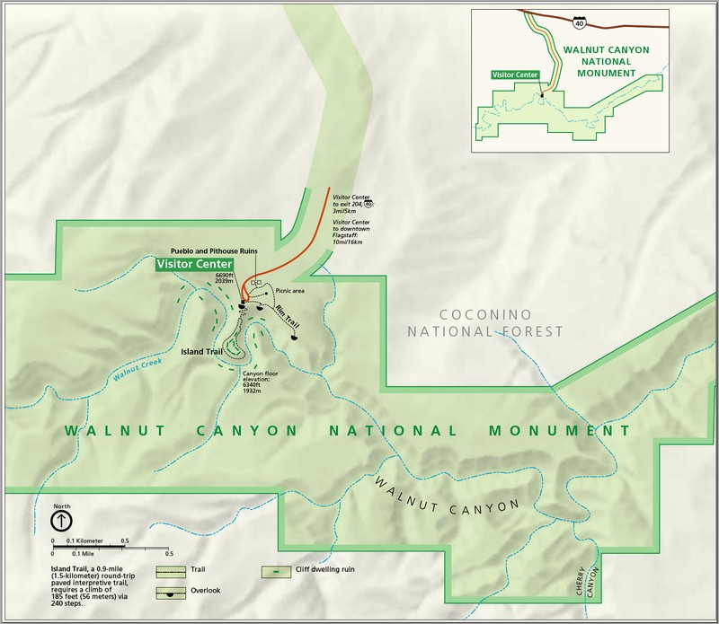 Map of Walnut Canyon National Monument