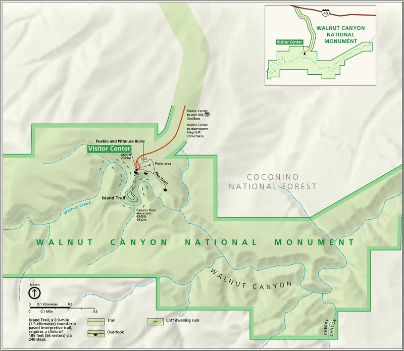 Map of Walnut Canyon National Monument