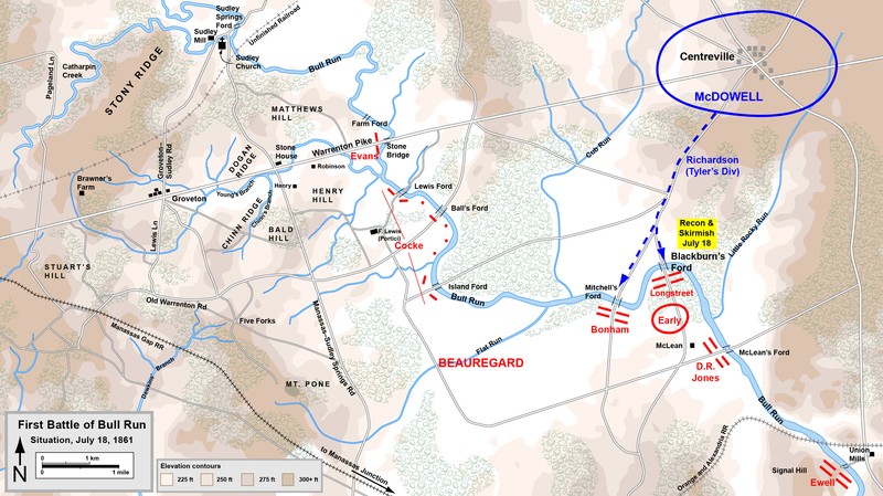 Map of the migration of troops from the First Battle of Bull Run.