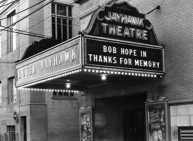 The Jayhawk marquee.