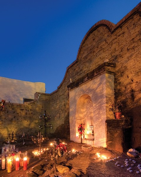 El Tiradito, the Wishing Shrine, at dusk.