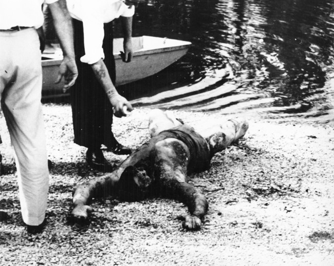 The gruesome remains of Parker after his body was found in the Pearl River