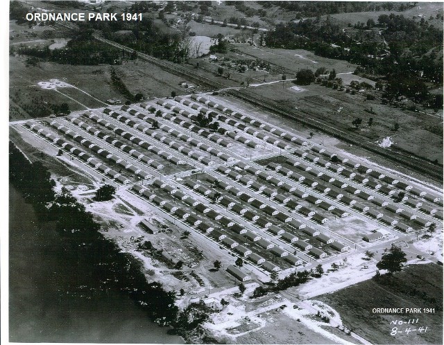 Ordnance Park in 1941, as photographed by Charleston-based photographer Sprague A. Bollinger. Bollinger was hired by the Navy to take photographs of the newly completed development. Photo property of the St. Albans Historical Society