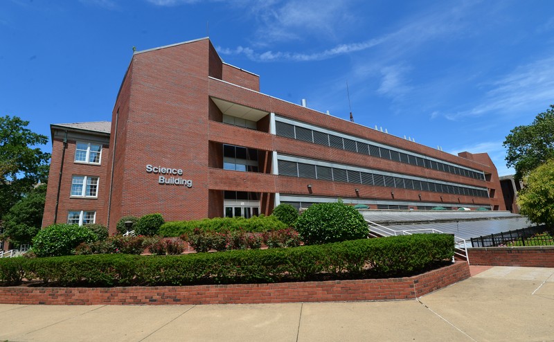 The southern addition to the Science Building was constructed in the 1980s and today is the main entrance for most students.