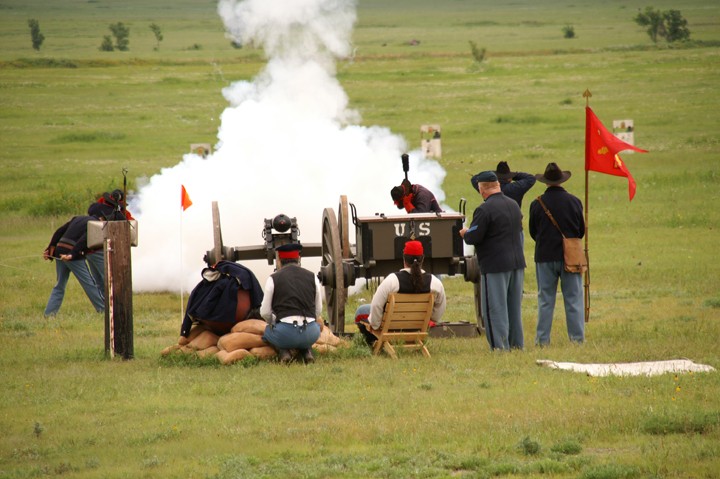 Volunteers shooting live cannons