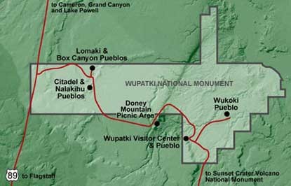 Wupatki National Monument park map