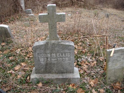 One of the cemetery's earliest headstones (John H. Ellis, 1884-1929)