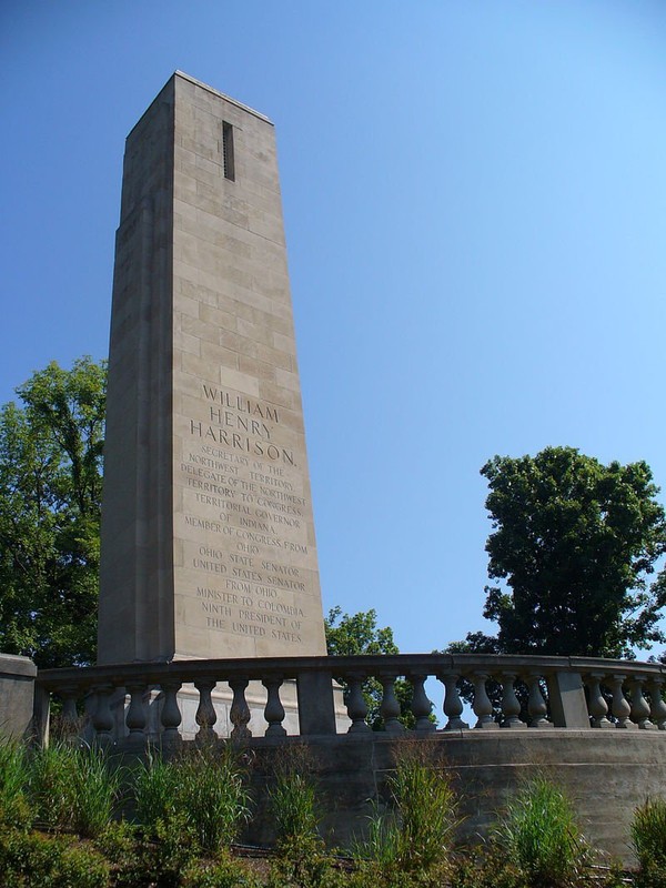 This obelisk marks the location of William Henry Harrison's tomb.
