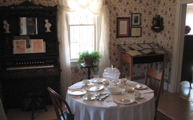 A look at the dining room of the Carry A. Nation home. Much of the furniture and many items in the exhibit were donated by locals.