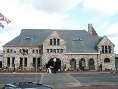  Image of the Gandy Dancer Restaurant, formerly Michigan Central Railroad depot, and historical marker