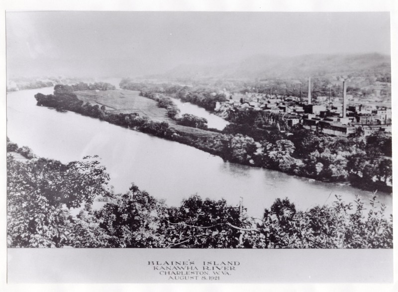 Blaine Island in 1921, several years before Union Carbide purchased the land. No structures were present with the exception of a farmer's shed (courtesy of Robert Hieronymus).