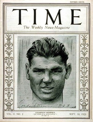 Jack Dempsey on the cover of TIME Magazine (circa September 10th, 1923). 
