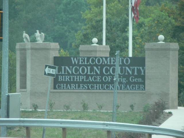 The Yeager Memorial sign in Lincoln County
General Yeager was promoted alongside his fellow pioneer of aviation Billy Mitchell, who was posthumously promoted to Major General in 2005.