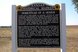 This historical marker is located near Carver's Kansas homestead.