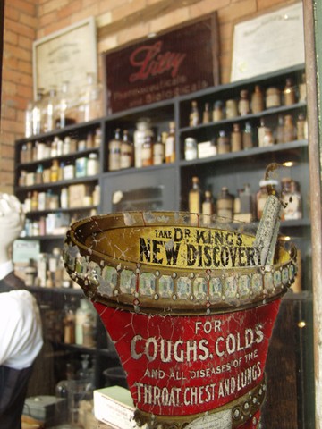 Replica 1880s drugstore.