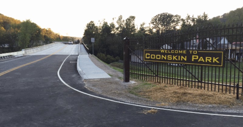 New entrance to Coonskin Park after the entrance next to the Air/Army National Guard base closed due to heightened security requirements.
