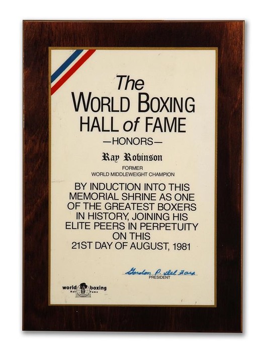 Robinsons' World Boxing HOF Honors Plaque 