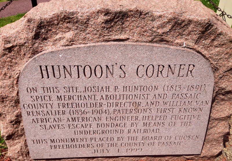 Prior to the current monument, this stone marked the location of the factory where Huntoon and Van Rensalier helped runaway slaves.