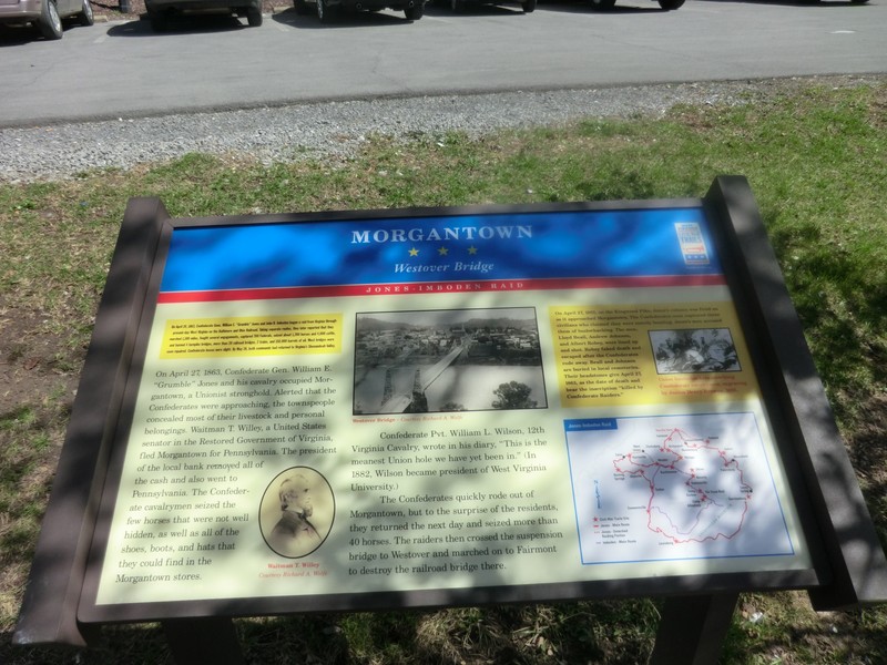 Historical marker commemorating the 1863 occupation of Morgantown.