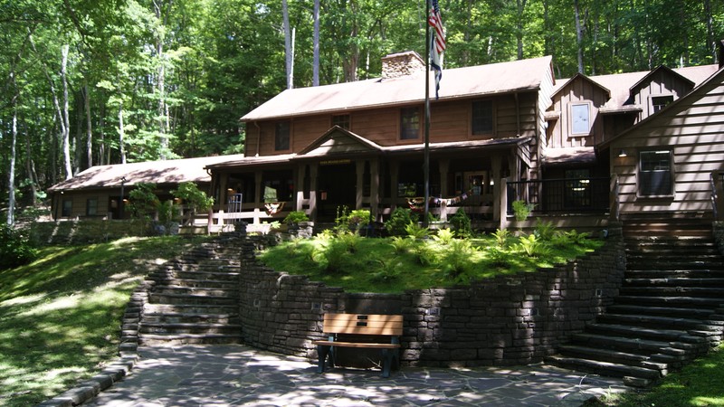 Building and stone staircase