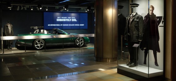 A photo of the museum's current exhbit "Exquisitely Evil: 50 Years of Bond Villains."