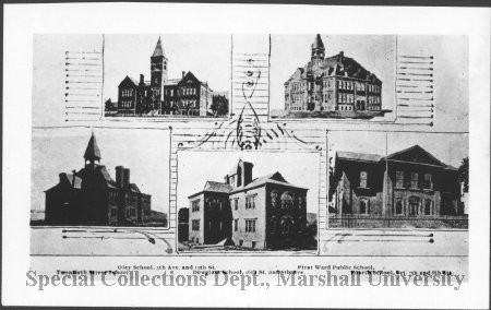Original school image is located on bottom row, center. Courtesy of Marshall University's Special Collection. 