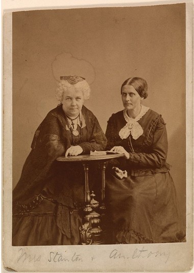 Photograph of Elizabeth Cady Stanton and Susan B. Anthony, pioneering activists who advocated for women's rights and the abolition of slavery. Courtesy of the National Portrait Gallery.