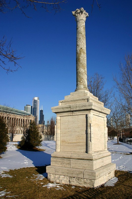 This is a photo of the Balbo Monument in Chicago, IL. You can also see part of Soldier Field in the background.