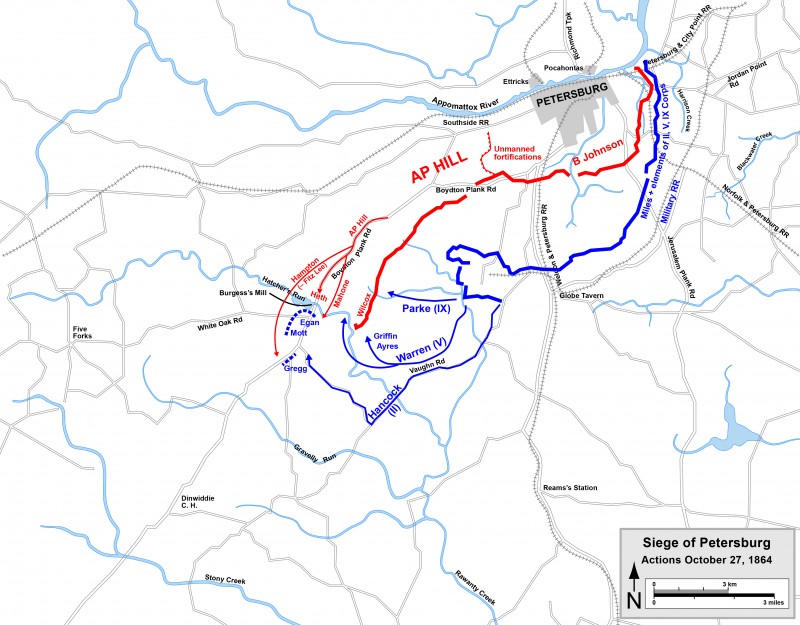 Map depicting the movements of the Union assault