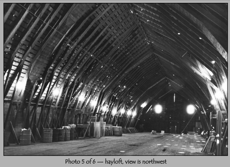 The hayloft in 2001. The hayloft has been renovated to host wedding ceremonies. This picture has been modified from its PDF format.