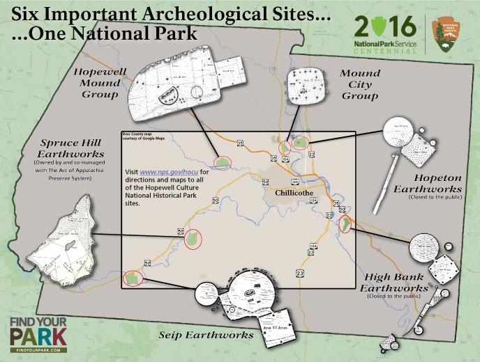 The Mound City Group is one of five major Hopewellian sites in this part of the Scioto Valley. 