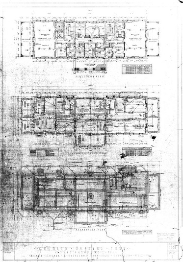 One of three architectural drawings for original home. 