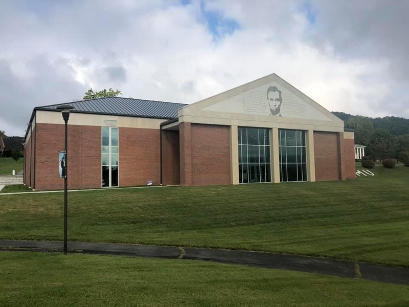 A front view of the Abraham Lincoln Library and Museum.