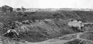 A section of the hospital grounds around the time the Union occupied Richmond in April of 1865