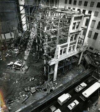 The destruction of the building in 1981.