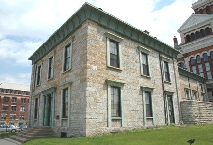 The former Dubuque County Jail was built in 1857. Prominent architect John Rague designed it in the Egyptian Revival style. Photo Courtesy of the City of Dubuque