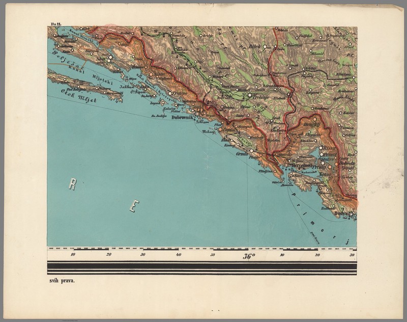 Old map showing Dubrovnik