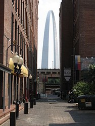 Laclede’s Landing as it exists today is just a small portion of what once was a dense riverfront community of trade, industry, retail and families where the Gateway Arch stands currently.