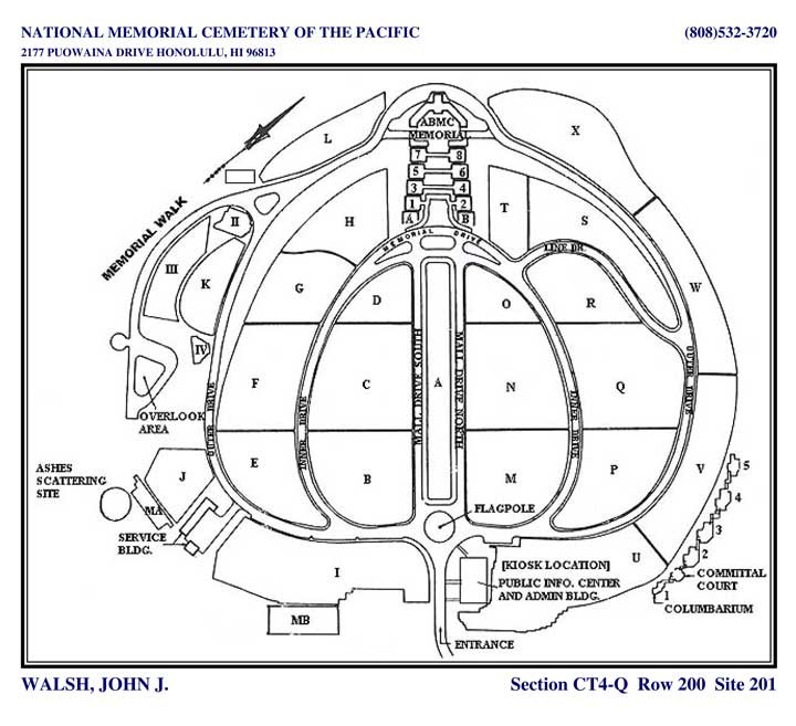 Map of the National Memorial Cemetery of the Pacific