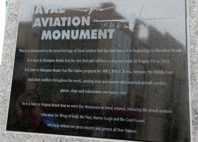 A plaque dedicating the park to Naval aviators.