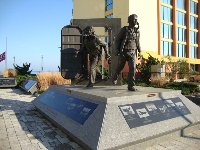 A bronze statue to commemorate Naval Aviators during WWII.