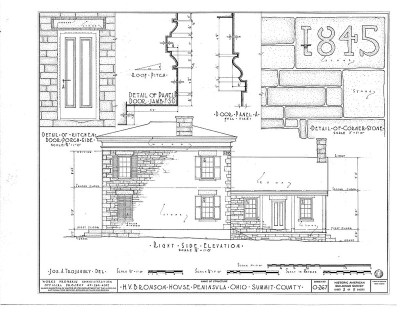 The fourth of six pages of architectural drawings of the Bronson house made in the 1930s. This image comes from the Library of Congress.