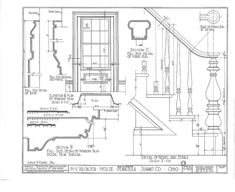 The sixth of six pages of architectural drawings of the Bronson house made in the 1930s. This image comes from the Library of Congress.