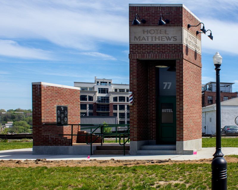 This small construction is a memorial for Hotel Matthews, a central component of the Howard Street district.  