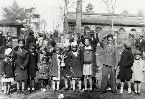 African American children during segregation, not able to attend the Easter Egg Roll, celebrate Easter Monday at the National Zoo. Photo, undated, courtesy of the Smithsonian Institution Archives and NMAAHC blog.