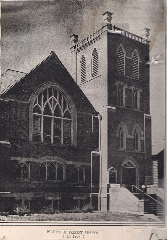 up-close undated Black and white shot of Simpson UMC