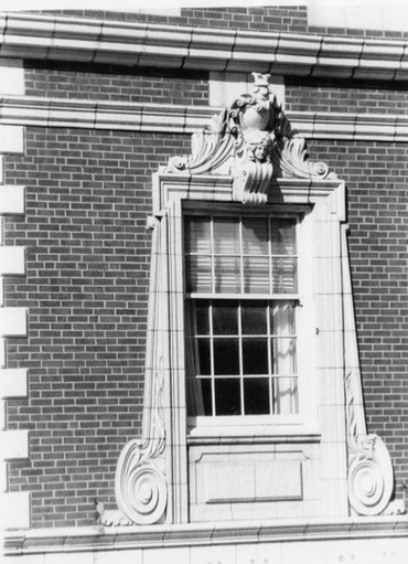 1979 photo, detail of first floor window, main facade, NRHP Nomination (Lee and Bashor)